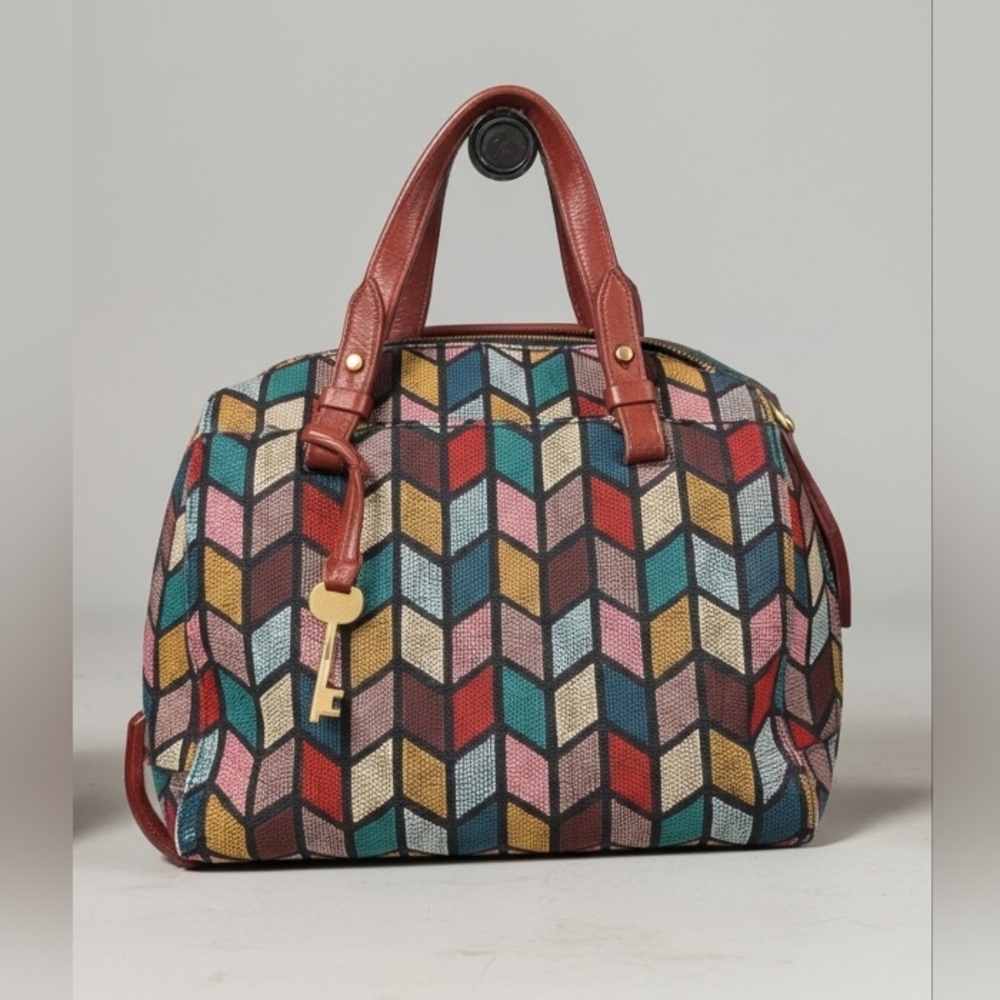 Fossil Multicolor Chevron Satchel